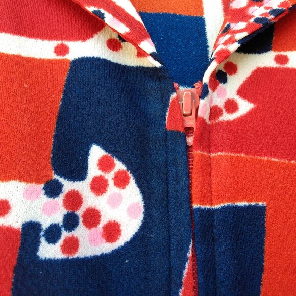 Vintage 70s Psychedelic Jacket 41.75 Chest Butterfly Collar Zipper Belt Retro - Picture 3 of 16